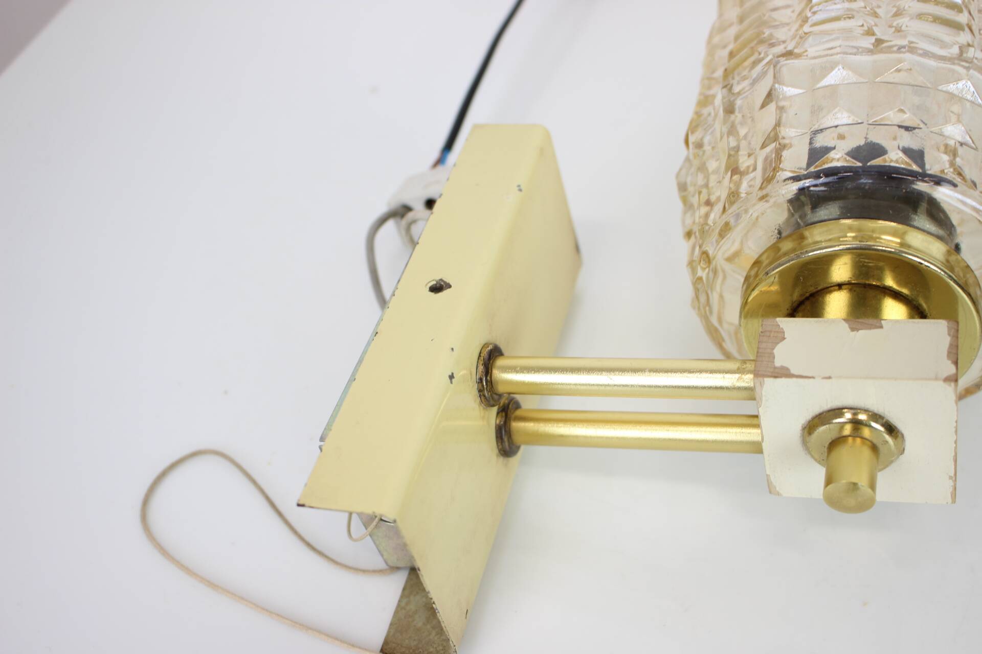 1970s Pair of Two Wall Lamps with Glass Shades, Czechoslovakia