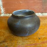 Vintage Blue-Brown Ceramic Ball Vase, Made in France
