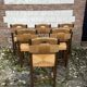 Six brutalist chairs straws and wood 60s