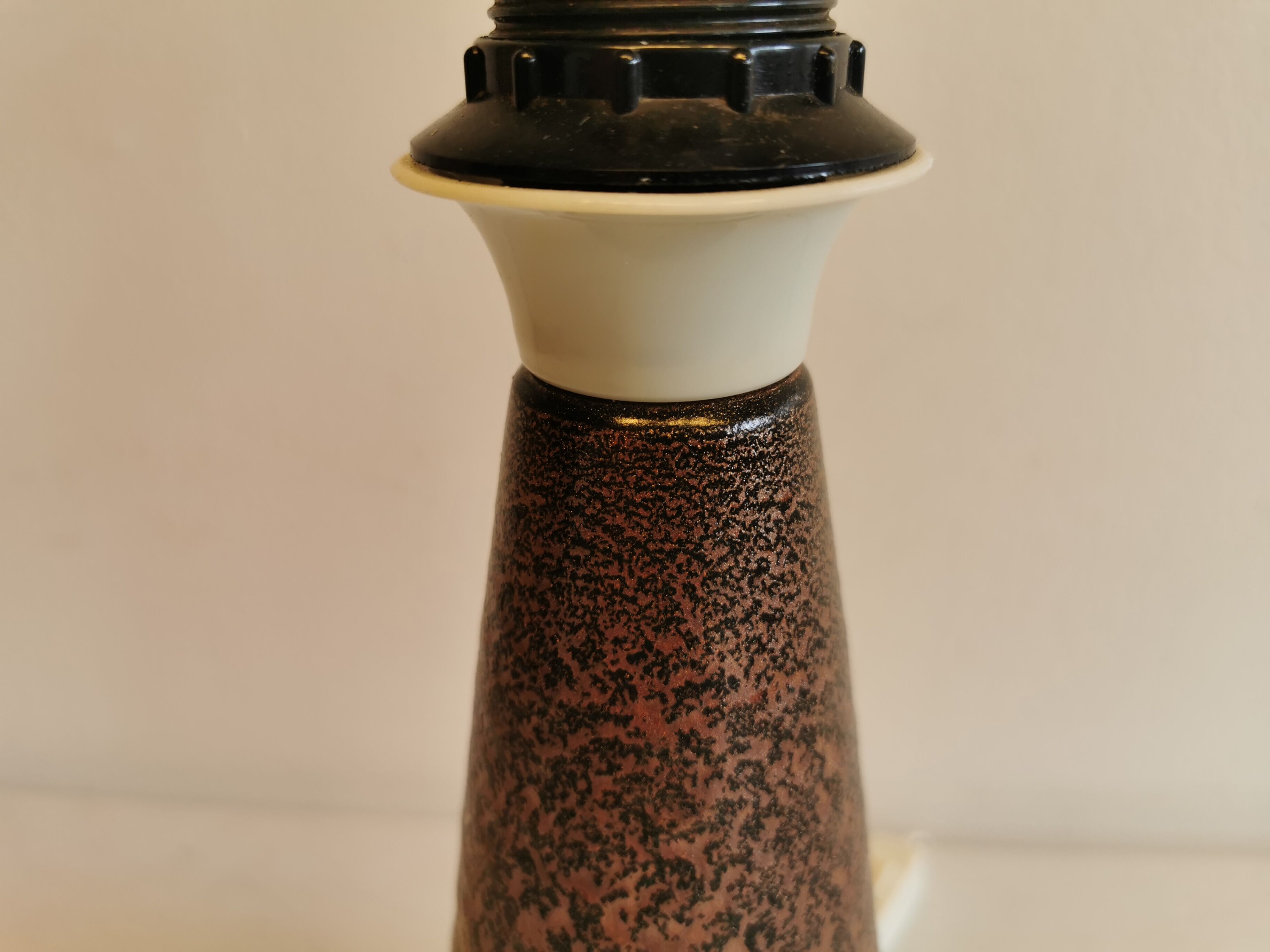 Swedish ceramic table lamp in metal glaze, from Tilgmans, estimated 1960s.