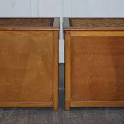 Tables de Chevet Vintage en Rotin avec Tiroir, Set de 2