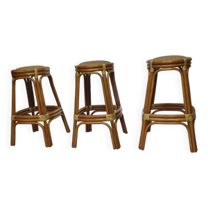3 x tabourets en bambou