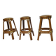 3 x bamboo stool with leather laces / 70s