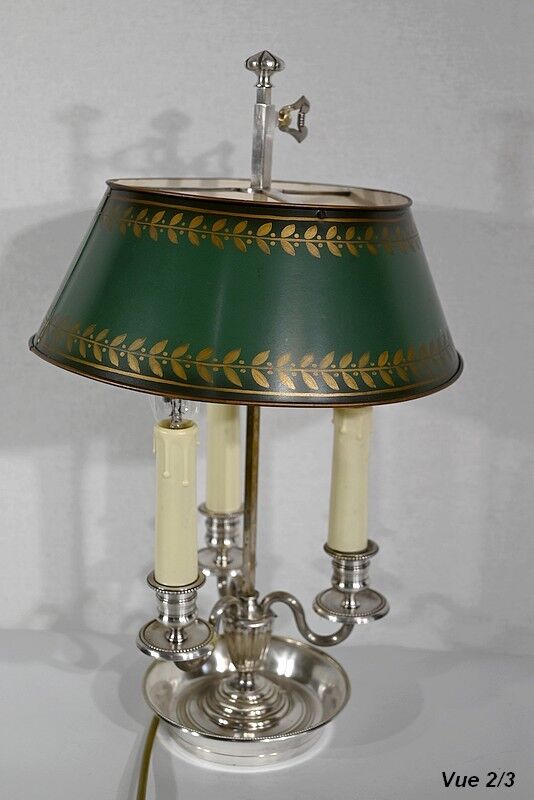 White metal bouillotte lamp, empire style – early twentieth century