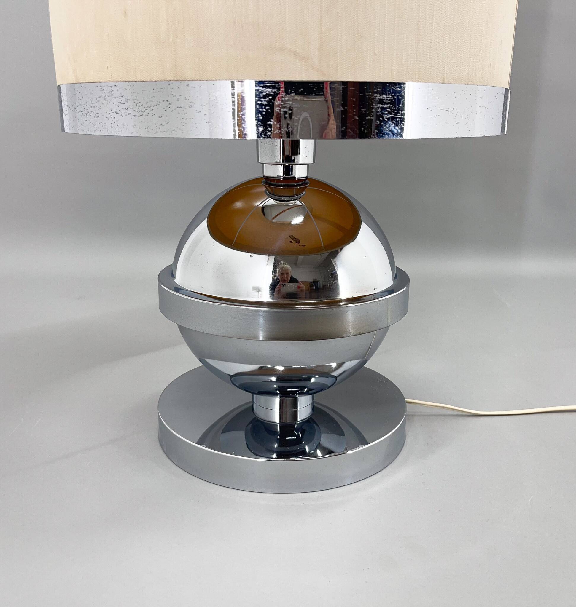 Large Mid-century Italian Chrome Table Lamp, 1970s
