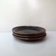 Set of 3 Keraluc dessert/brunch plates in turned stoneware, France 1970.