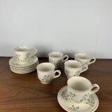 Set of 6 vintage cups + saucers, flower pattern, Germany