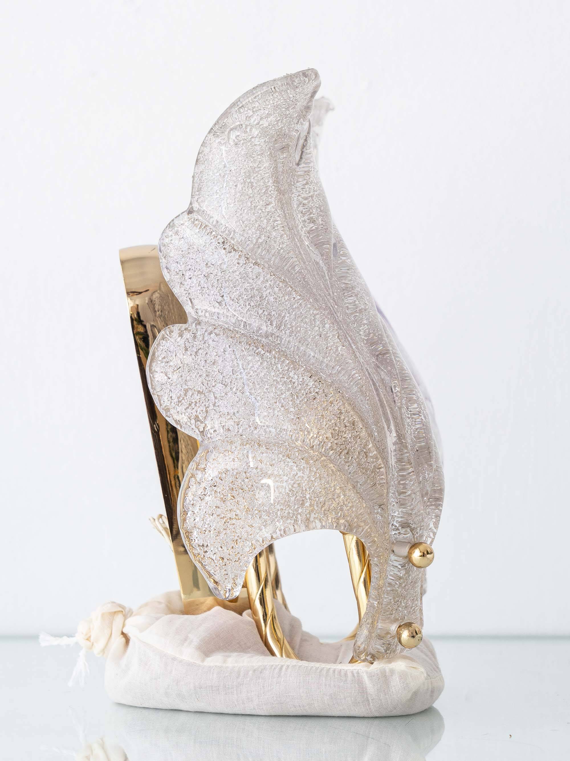 Murano Graniglia Glass Double-Leaf Brass Wall Sconce, Italy, 1960s