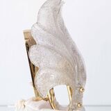 Murano Graniglia Glass Double-Leaf Brass Wall Sconce, Italy, 1960s