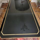 Large Lacquer and Brass Table by JC Mahey