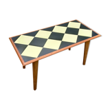 Scandinavian coffee table with chessboard checkerboard pattern