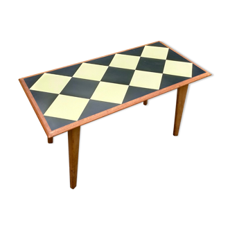 Scandinavian coffee table with chessboard checkerboard pattern