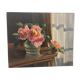 Tableau bouquet de roses devant la fenêtre