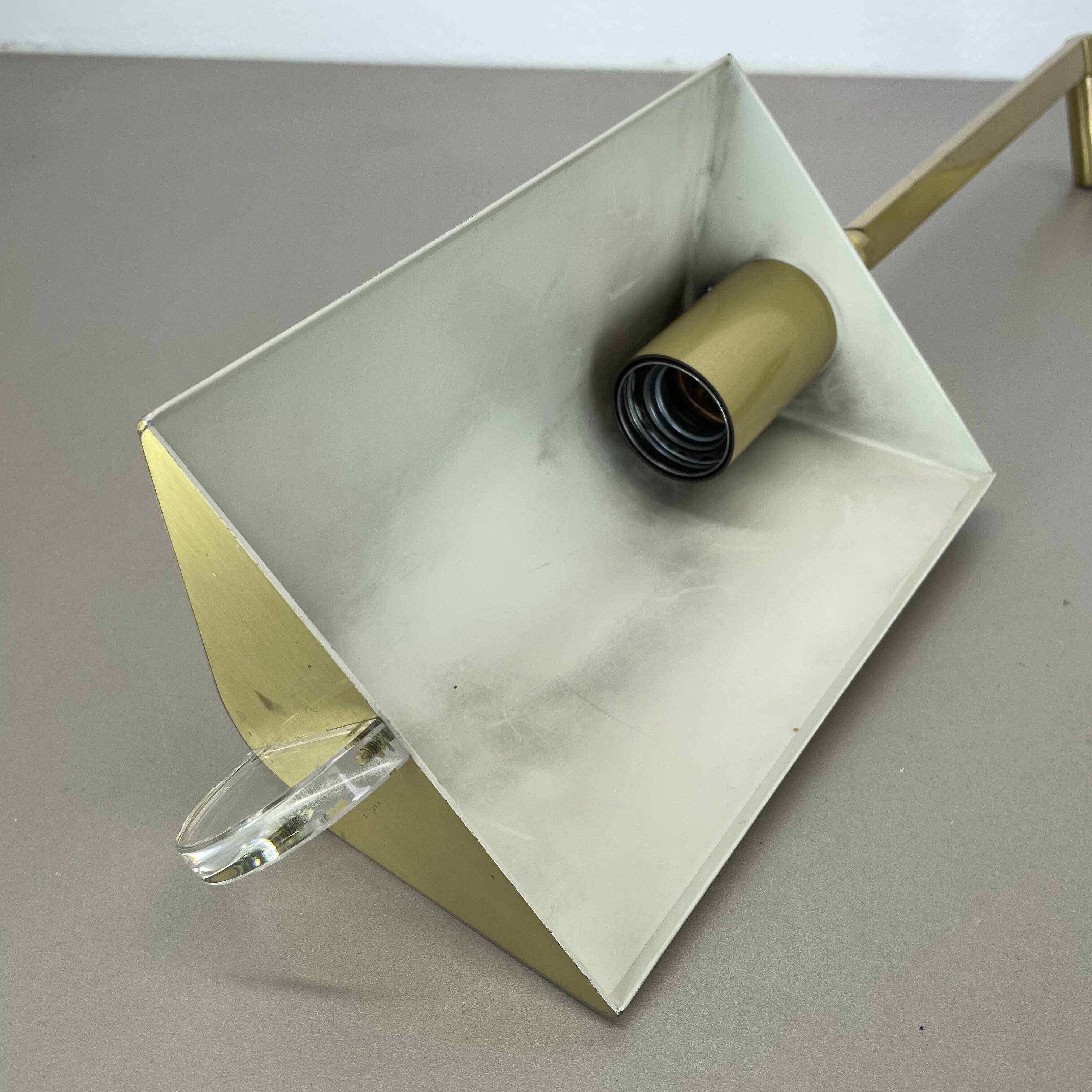 Large 77cm  omi swing arm brass acryl glass wall light italy 1970s