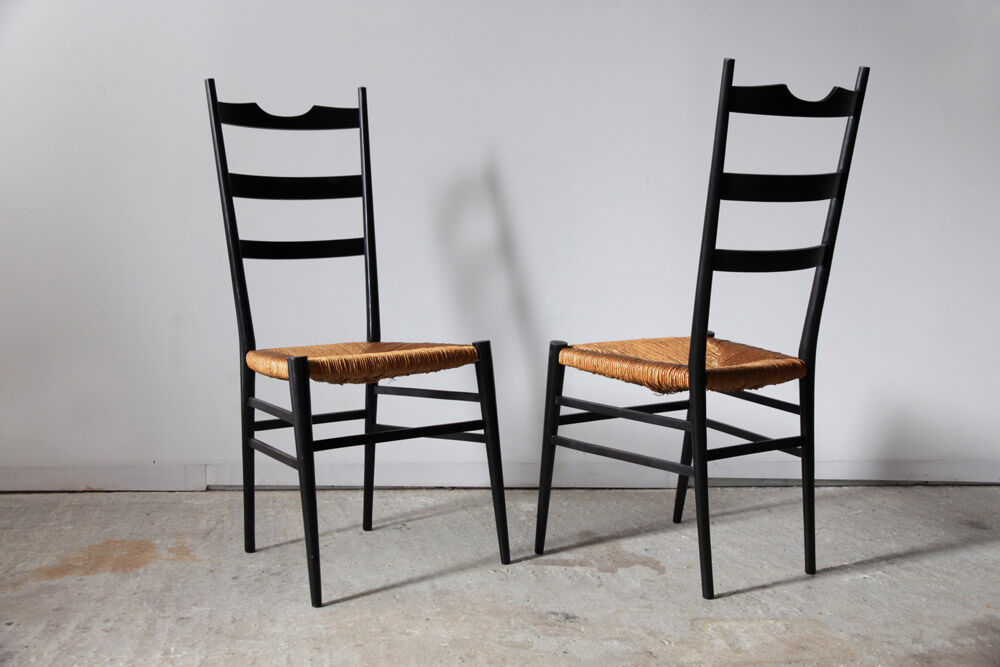 Black Italian straw chairs
