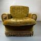 Fauteuil club vintage en tissu vert