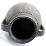 Black ceramic pot with double handle of Romanian craftsmanship