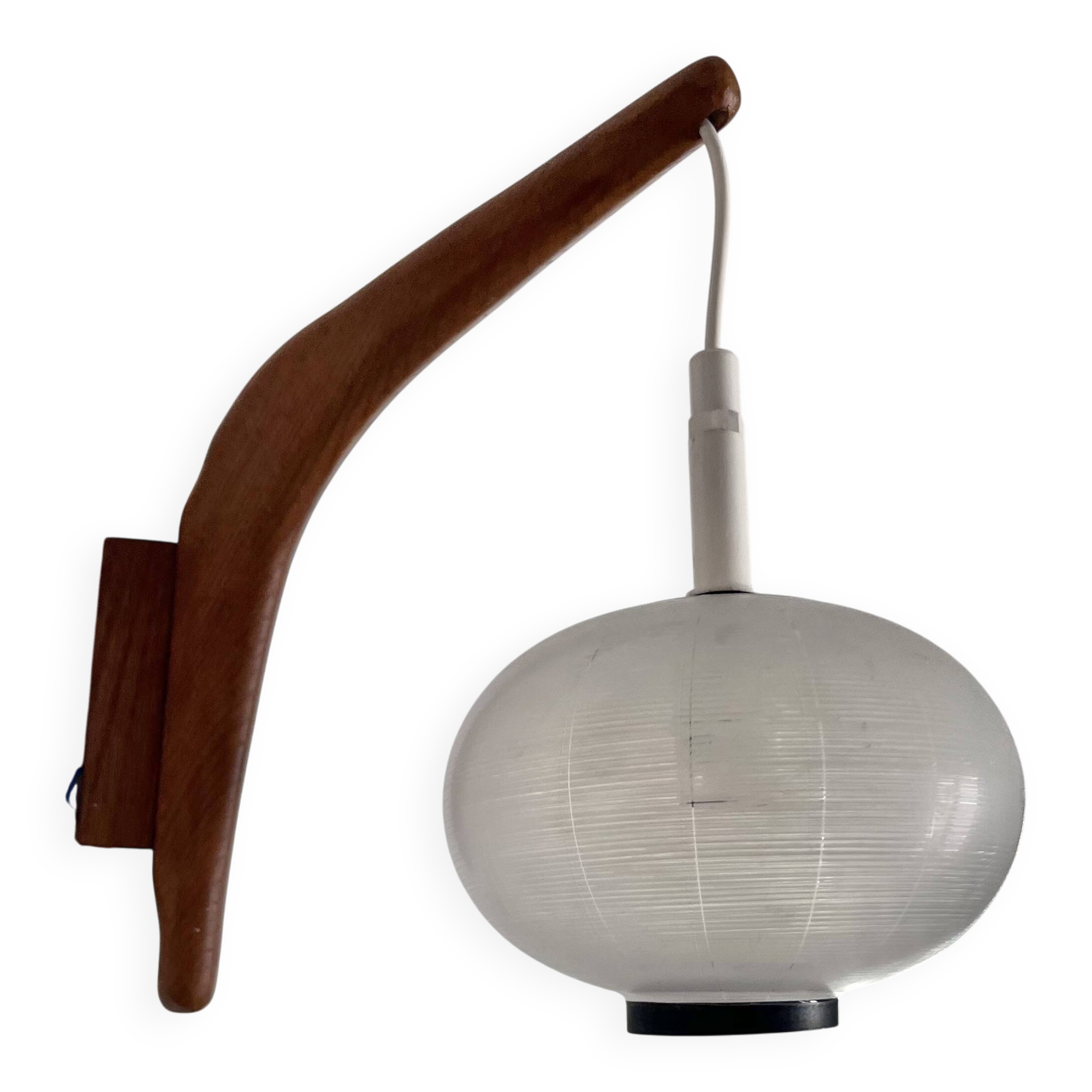 Scandinavian teak opaline wall light