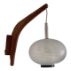 Scandinavian teak opaline wall light
