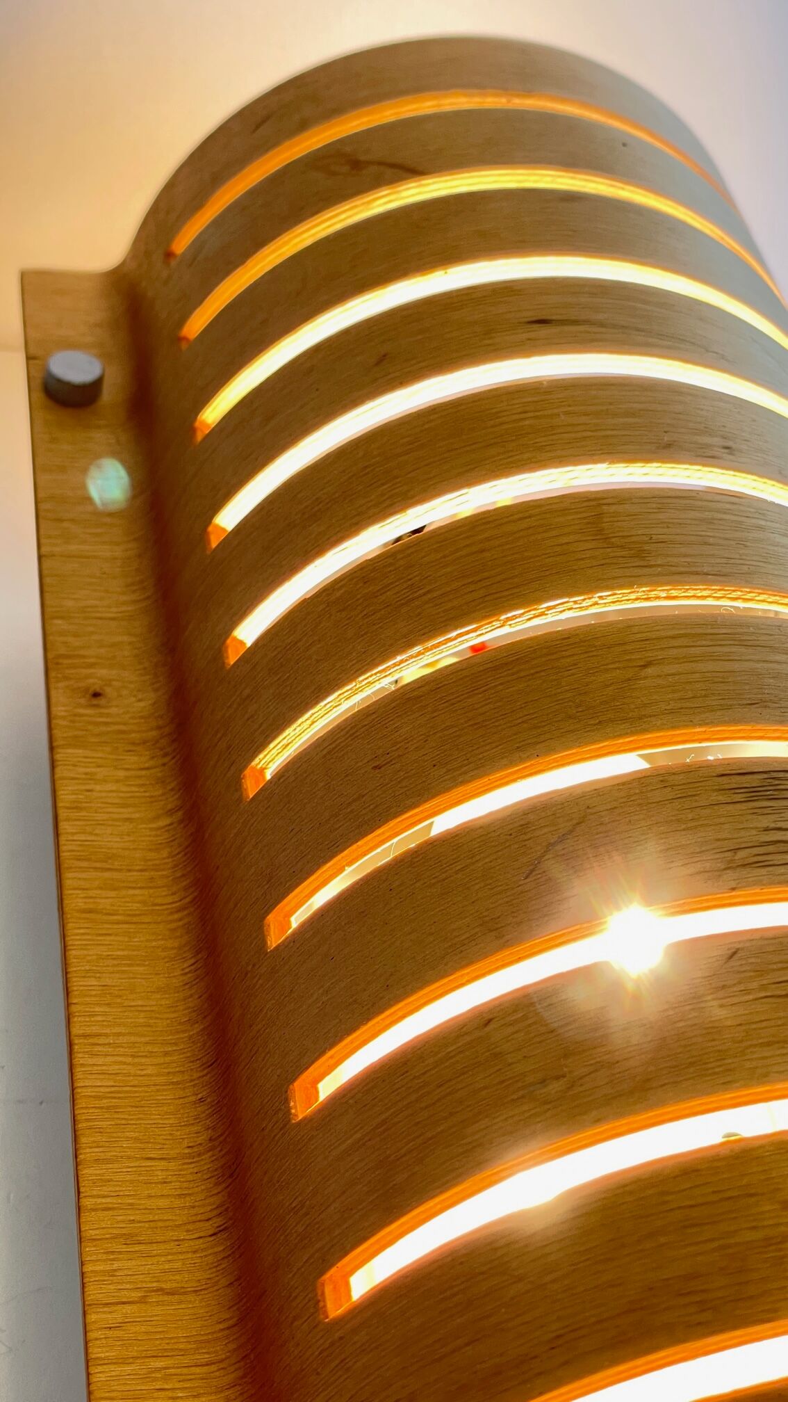 Vintage ikea bent wood and steel wall light