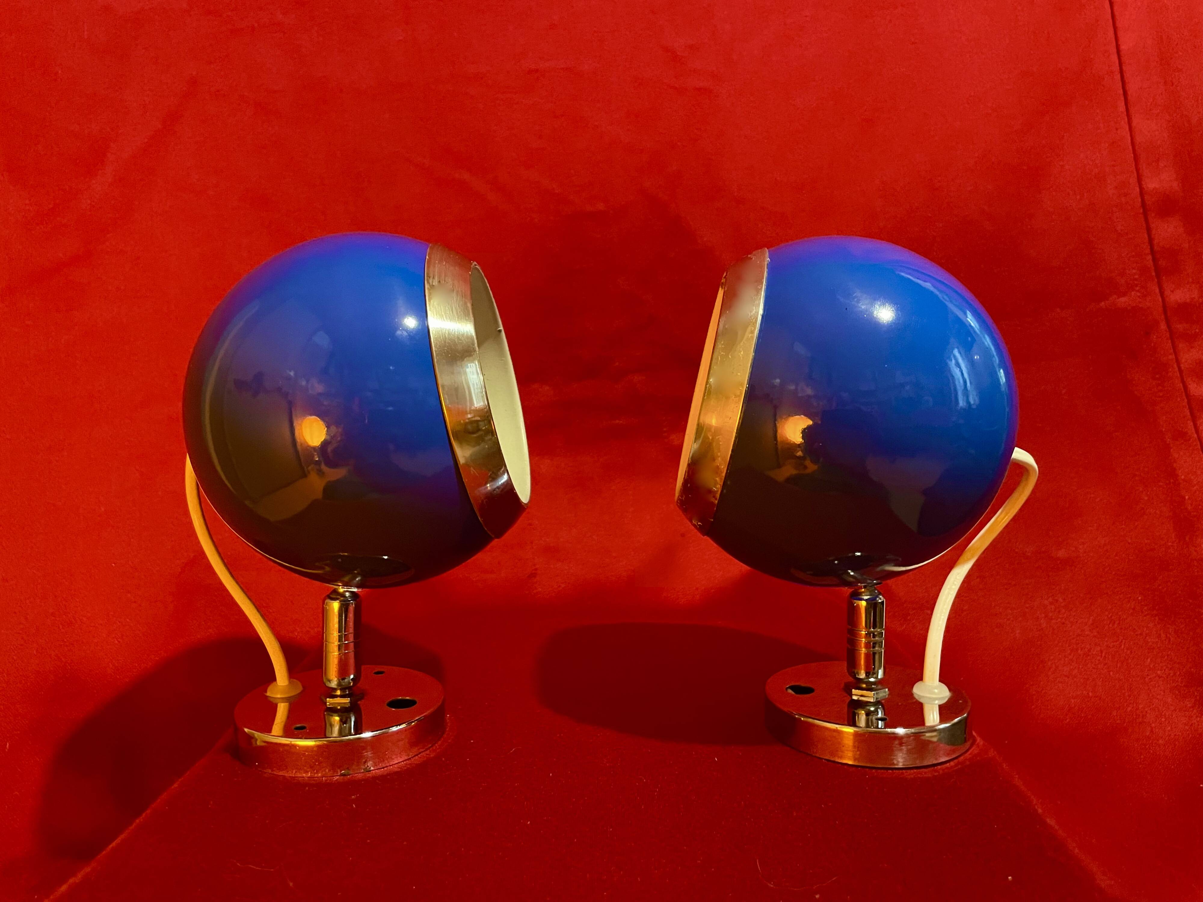 Lot of vintage lamps/wall lights, Eye-Ball, Space Age, from the 70s