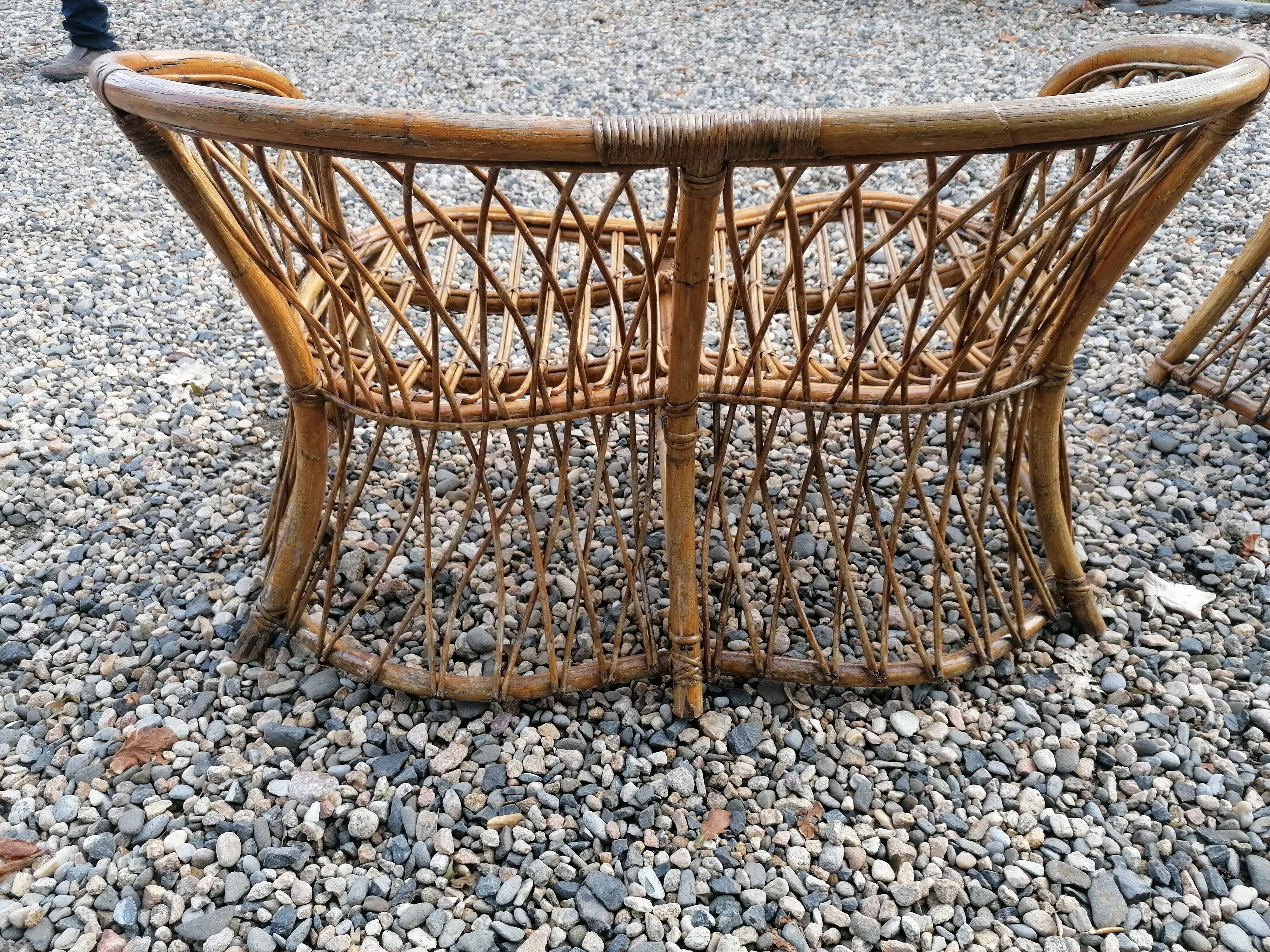 Pair of bamboo sofas