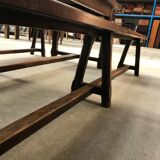 Farm table and two oak benches 19th