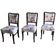 Set of 3 Art Deco chairs in multicoloured velvet with a dark wood frame — 1930s