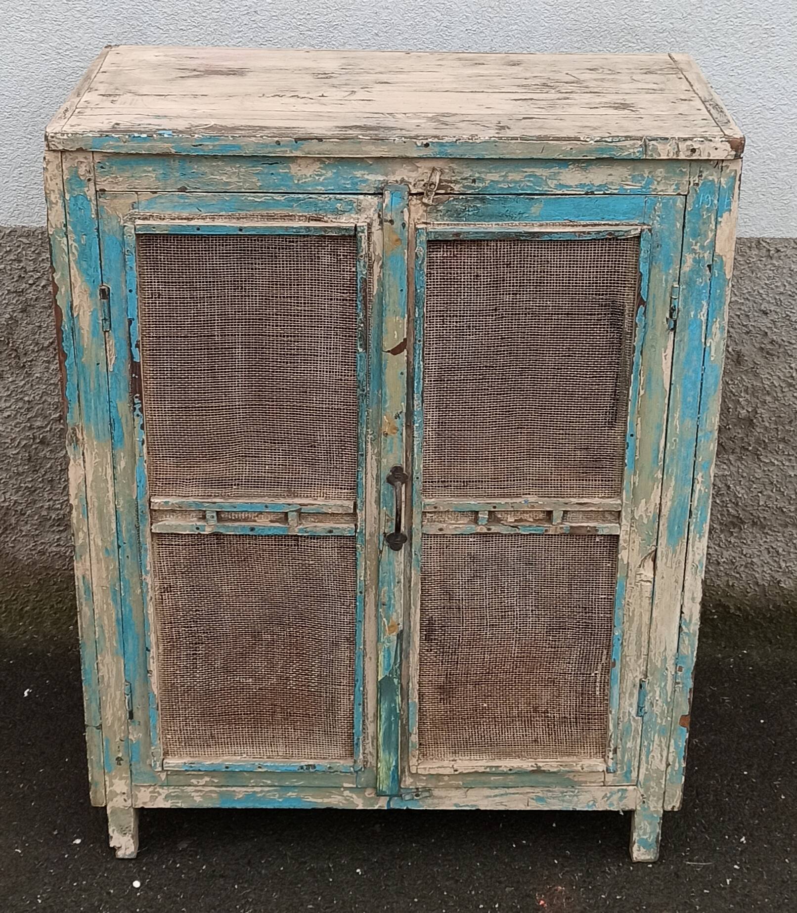 Small pantry buffet in old wood with mesh doors