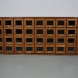 Vintage Dutch Beech Haberdashery Shop Cabinet / Vitrine, 1950s