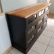 Buffet teck meuble 9 tiroirs en bois brut
