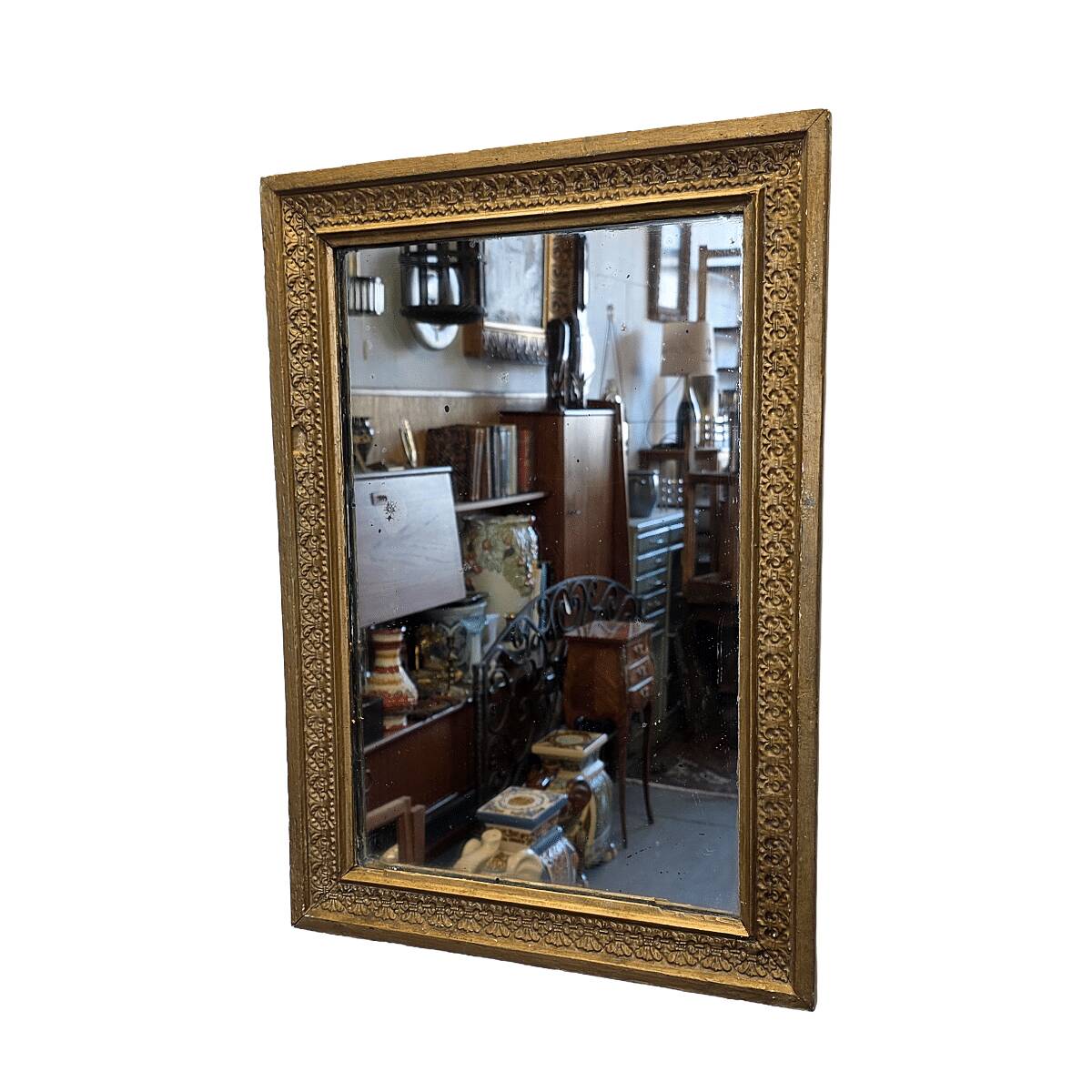 Miroir français ancien avec cadre doré, datant d'environ 1900
