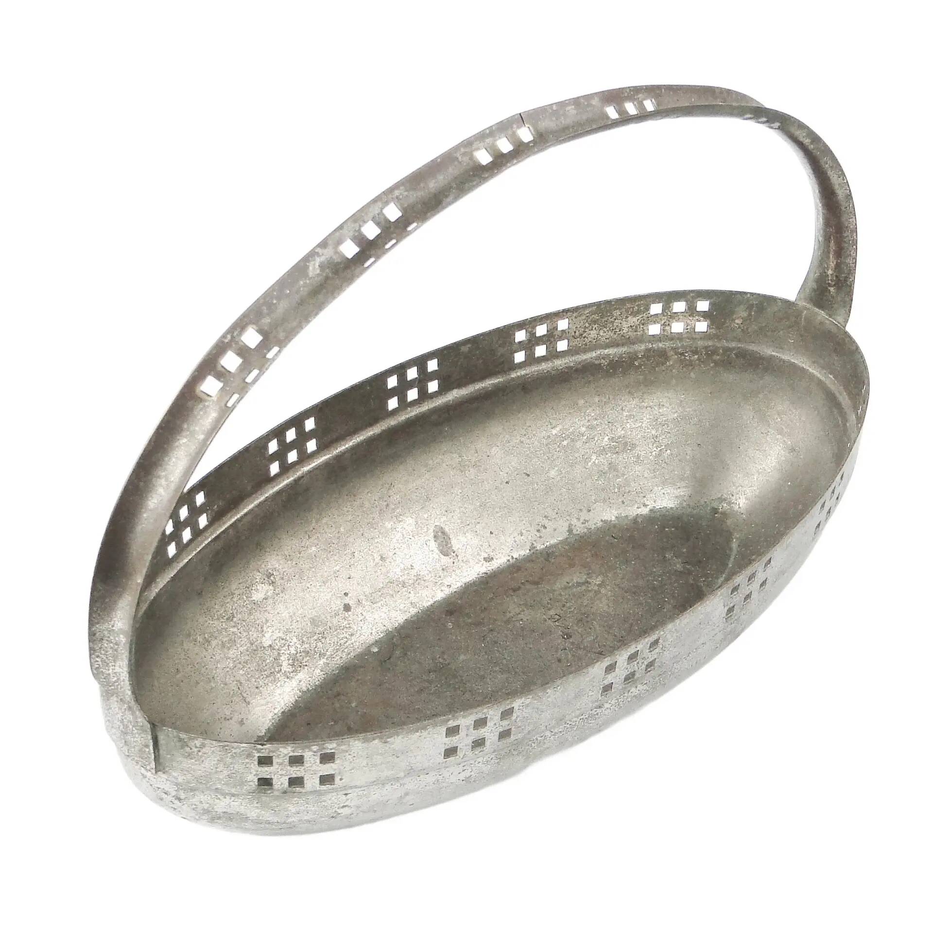 Viennese Secession nut basket, silver-plated brass, Austria, early 20th century