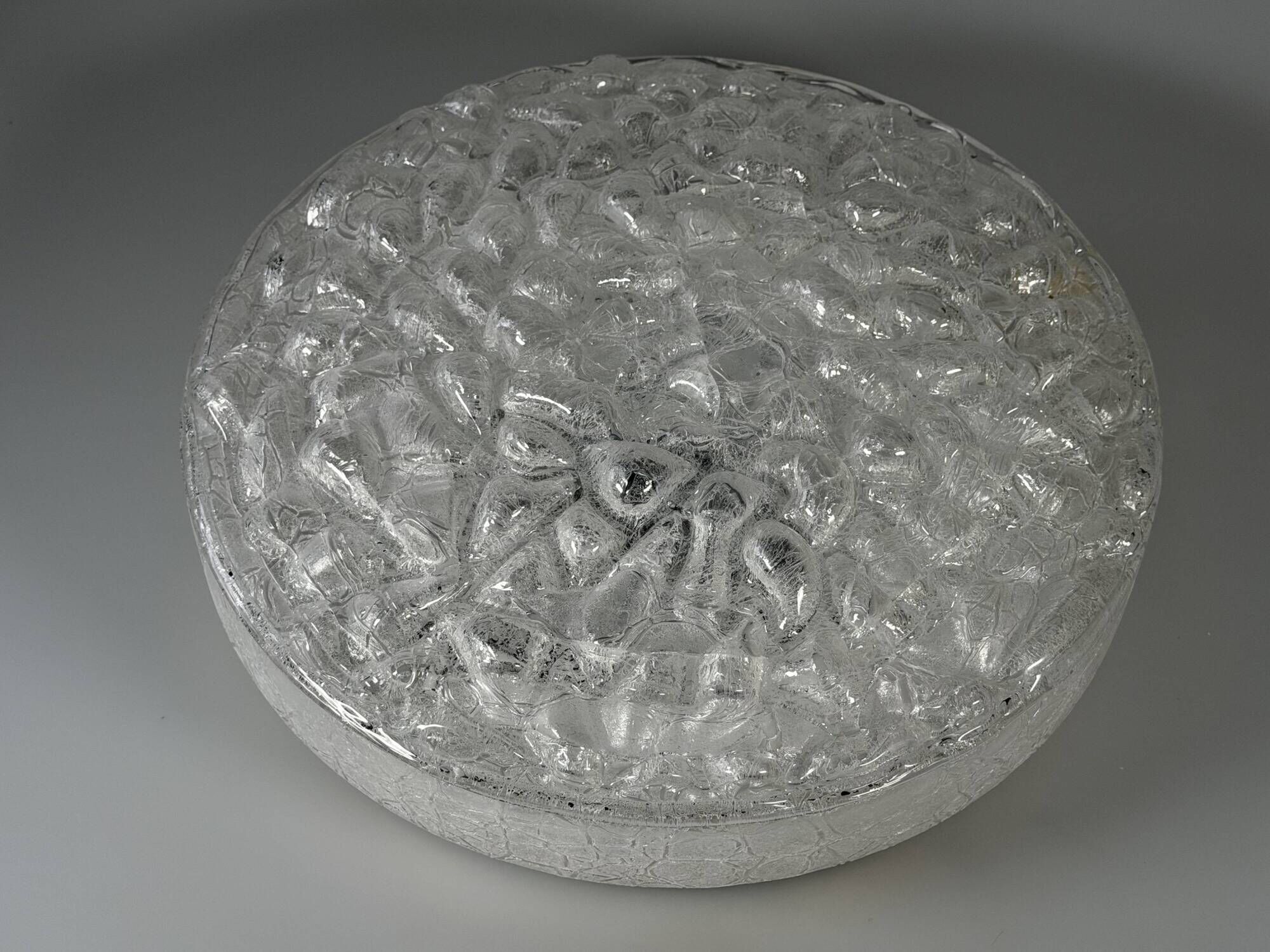 1960s 1970s Ceiling Lamp Ice Glass Doria Germany Space Age Design