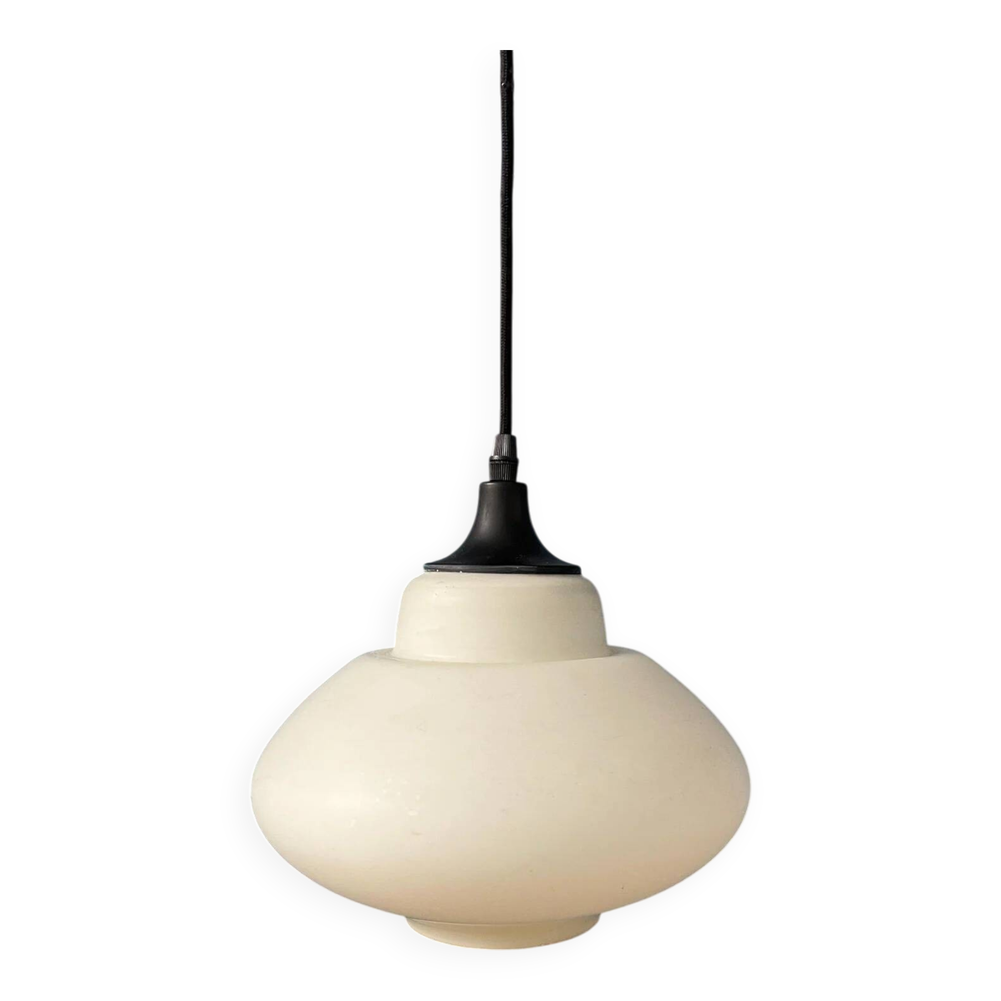 Mid-century milk glass pendant light attributed to Louis Kalff