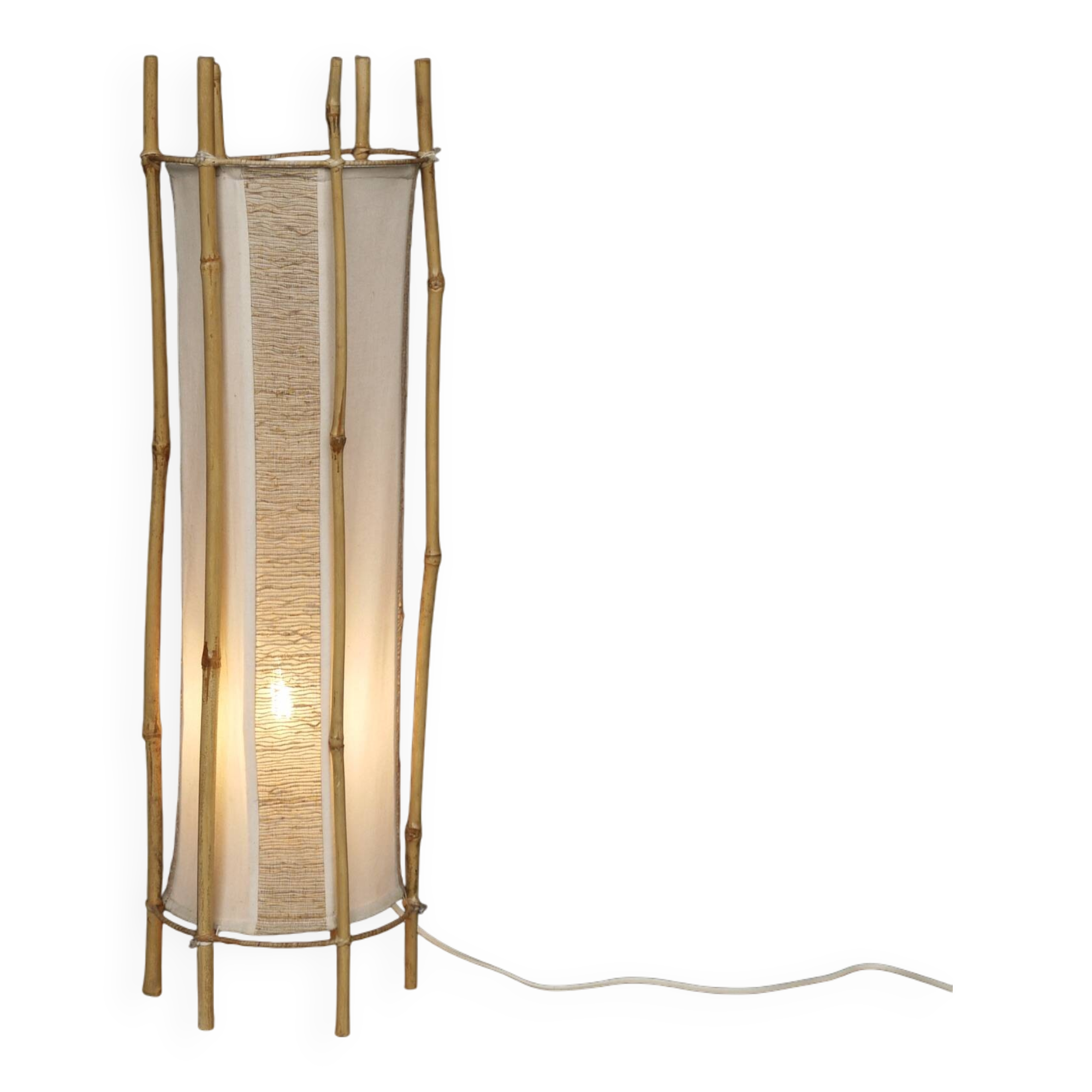 Lampadaire en bambou de Louis Sognot, années 1950
