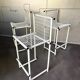 Set de 3 tabourets de comptoir modernistes italiens, acier laqué blanc 1970