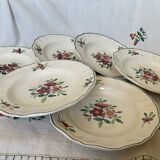 6 old soup plates, Sarreguemines, Amazona model, 1910