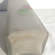 Vase haut et carré, pâte de verre opaque émaillée Legras d'un semis de fuchsia multicolores