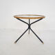 Rohe Noordwolde round glass and rattan side table, The Netherlands 1950's