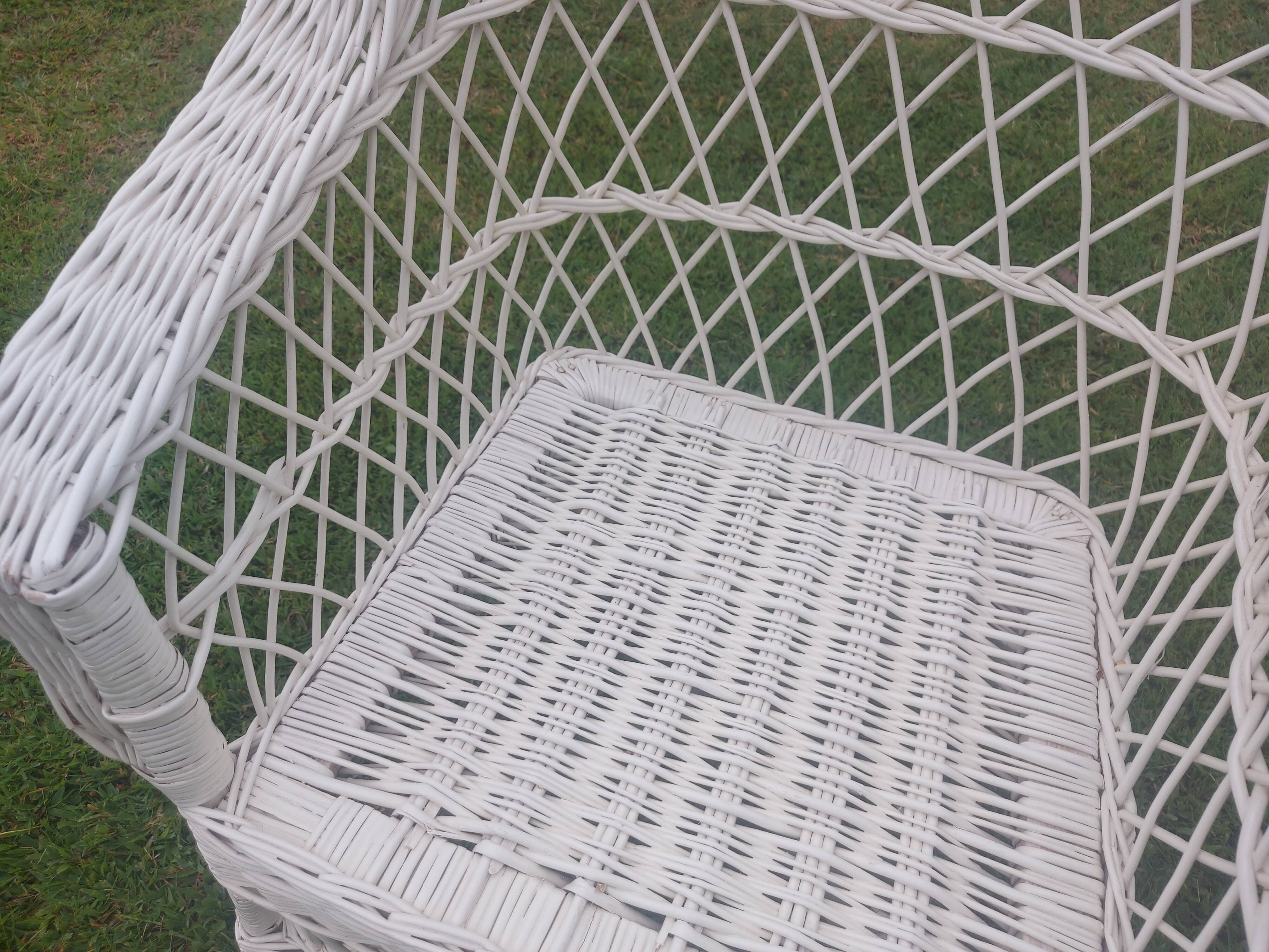 Rattan armchairs, white lacquered