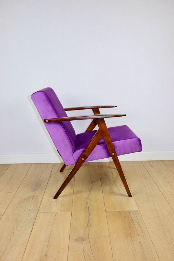 Fauteuil vintage comme VAR en velours violet - 2 pièces disponibles