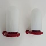 Pair of red and white Space Age wall lights 60s 70s