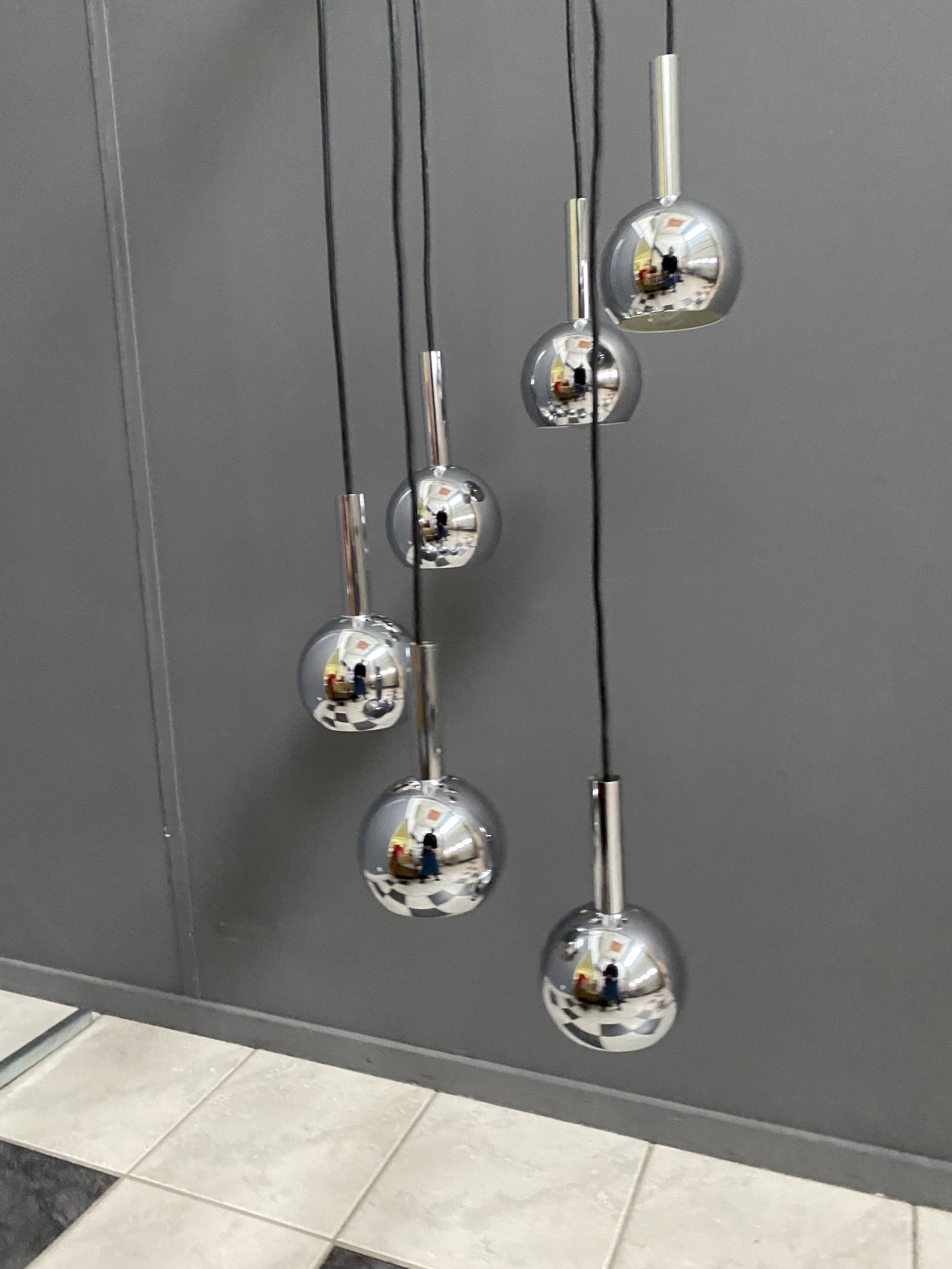 chrome 6 ball sphere lamp 1960s