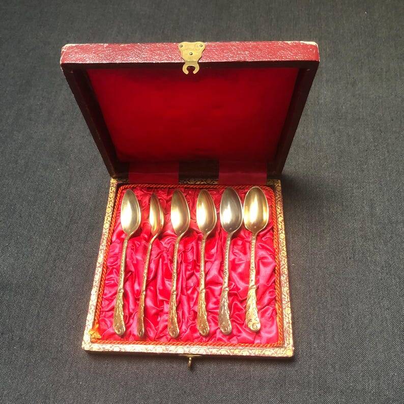Vintage Art Nouveau Metal Teaspoons - Set of 6, France