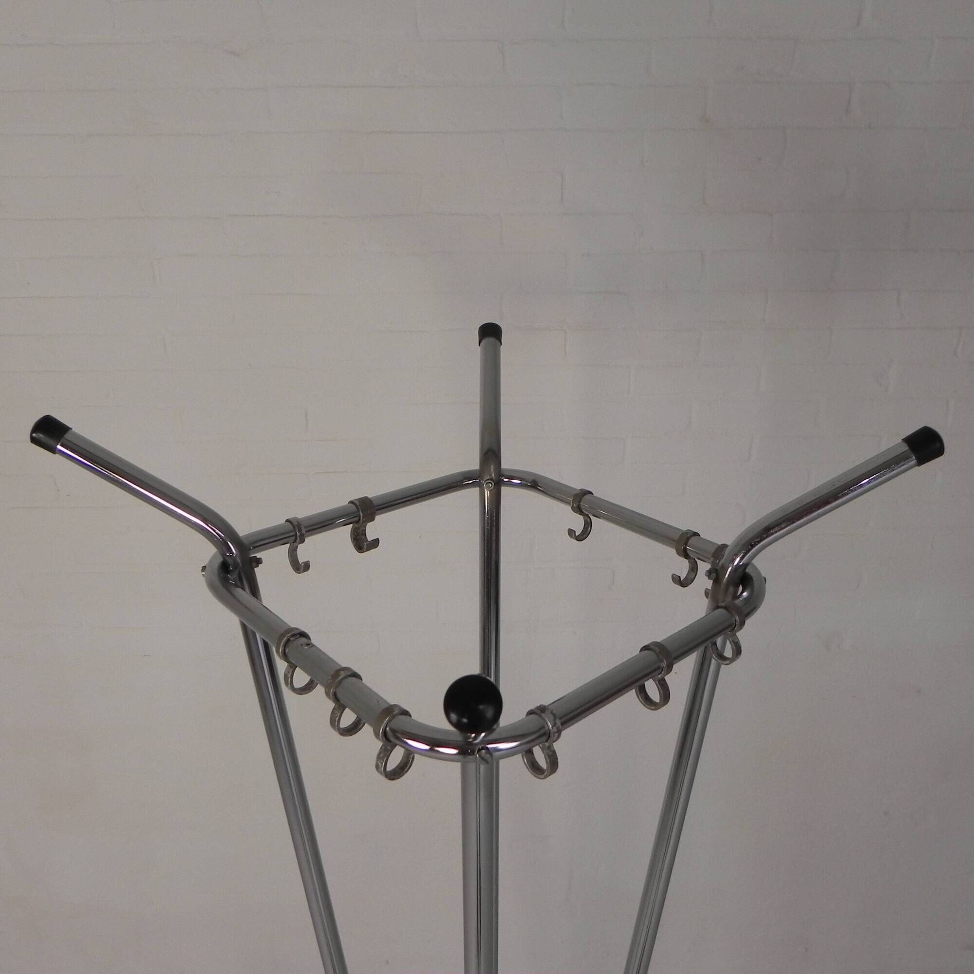 Freestanding Tubax coat rack with 4 tubes and 12 hooks, 1950s