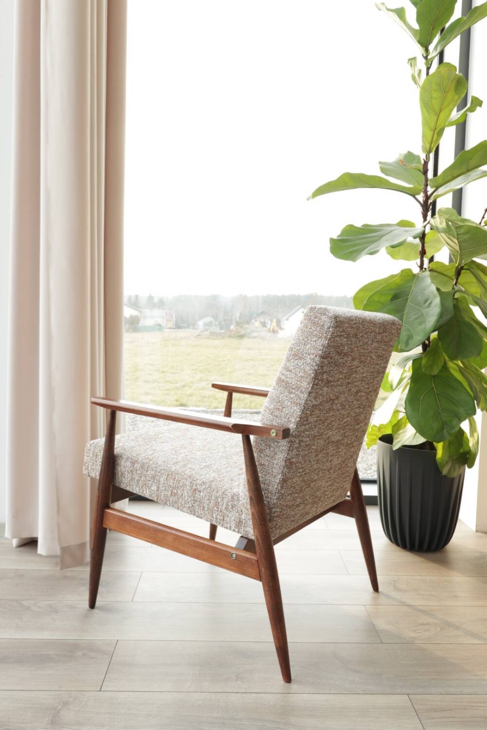 Scandinavian coffee brown armchair by H.Lis
