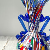 Blue glass vases by Murano Fratelli Toso made in Italy 1920