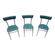 3 chaises chromé et cuir vert