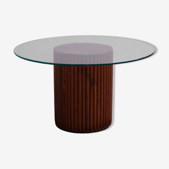 Wooden coffee table and 70cm glass top